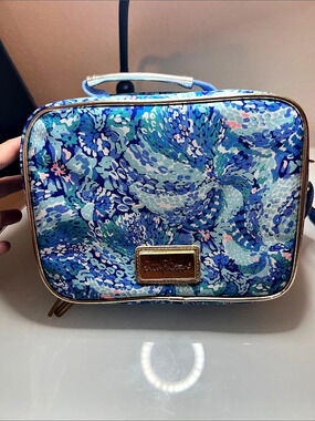 Lilly Pulitzer Insulated Lunch Bag Floral Shoulder Bag in Blue & Green